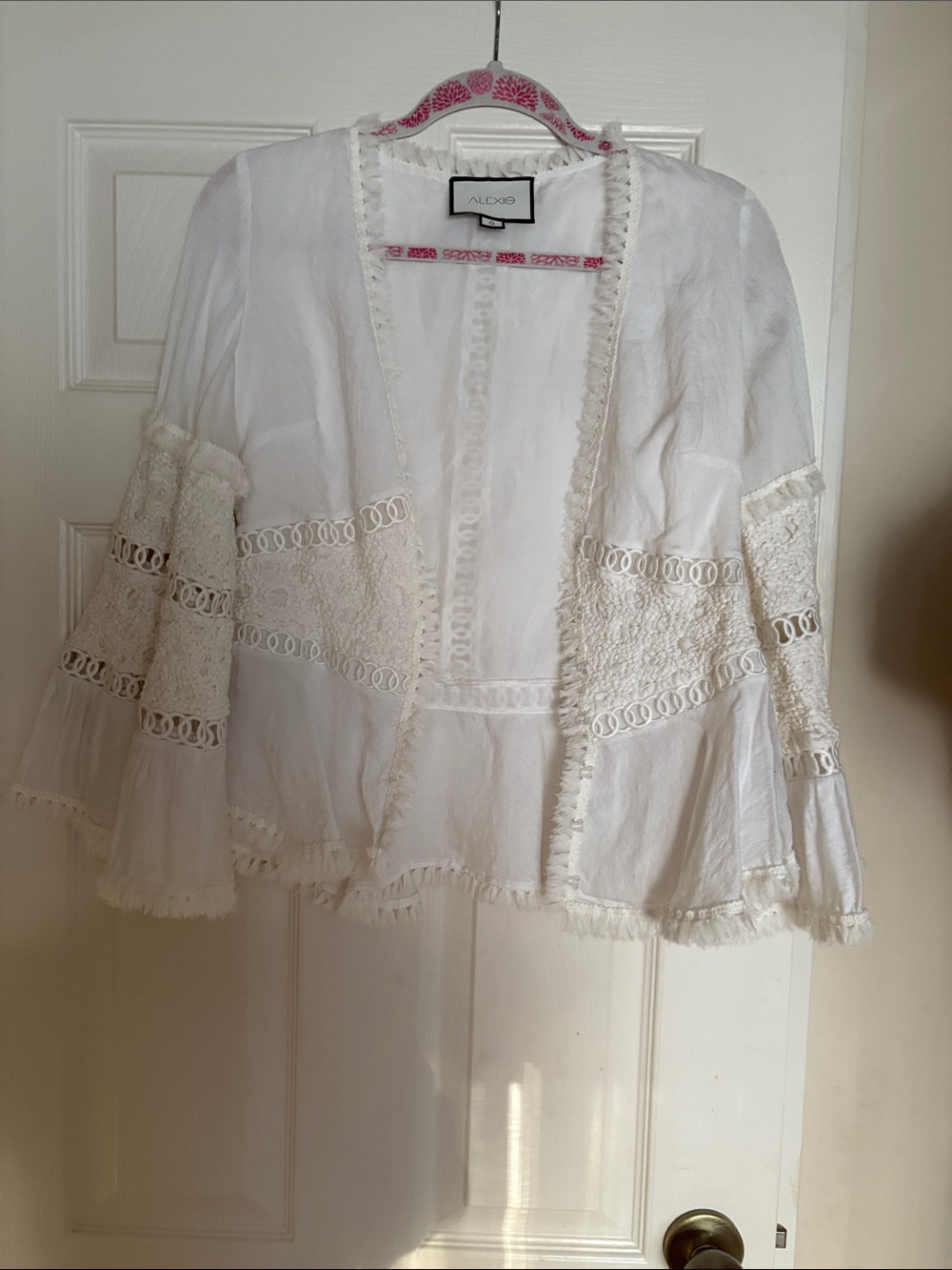 Alexis White Open-Front Lace & Crochet Jacket